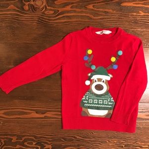 H&M 100% Red Cotton Christmas Holiday Sweater Toddler Little Kid 3T - 4T